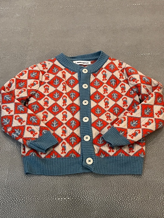 Misha And Puff Other - Misha And Puff Red and Blue Patterned Knit Cardigan